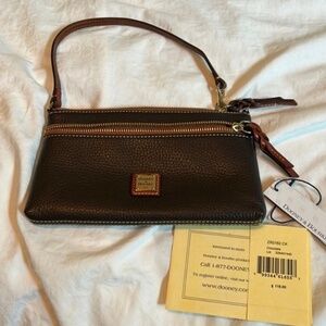 Dooney and Bourke double zip pebble grain leather  wristlet